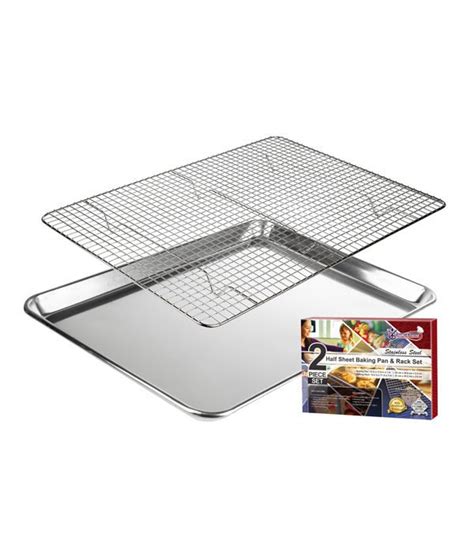 Half Sheet Baking Pan And Rack Set Kitchenatics Kitchen Products Cookware Baking Tools