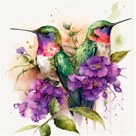 Premium Ai Image There Are Two Hummingbirds Sitting On A Branch Of