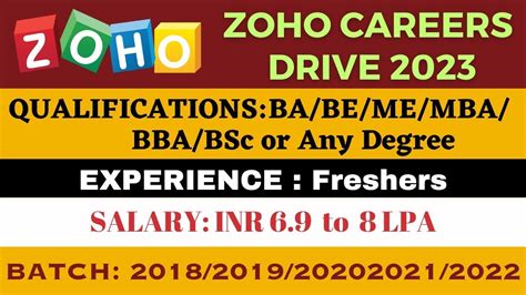 IT Job Vacancy From ZOHO 2023 Hiring Freshers Any Degree Apply In