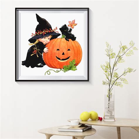 Satın alın 5D Kit Rhinestone DIY Halloween Pumpkin Full Round Drill