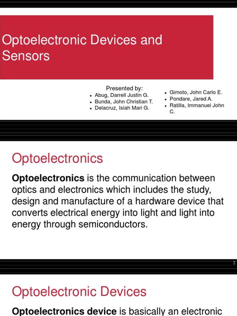 Optoelectronic Devices and Sensors: Presented by | Optical Fiber ...