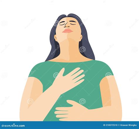 Woman Breathing At Home Vector Illustration 233019212