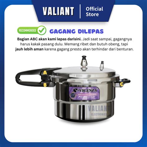 Jual Vicenza Pressure Cooker Panci Presto 28 CM V328 12 LITER GAGANG