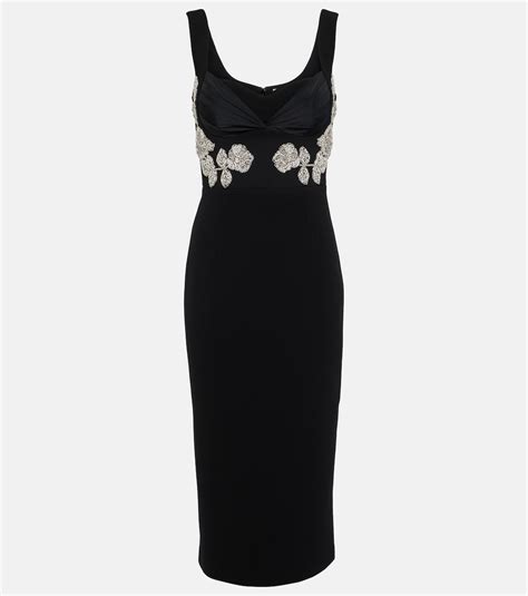 Juliana Crystal Embellished Midi Dress In Black Rebecca Vallance