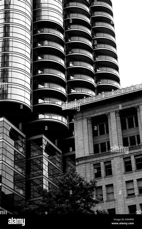 High Contrast Black And White Image Of New And Old Architecture In