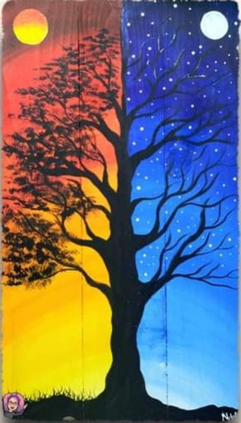 Pin By Анна On Иттен и цвета Tree Painting Painting Night Painting