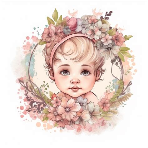 Premium Photo Watercolor Baby Girl Sublimation