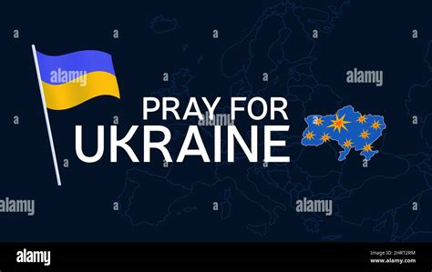 Pray For Ukraine Concept Illustration With National Flag Hand And Map