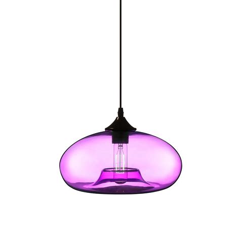 Modern 1 Light Ceiling Hanging Light Pendant Light Glass Shape In Plum Color Ceiling Lights