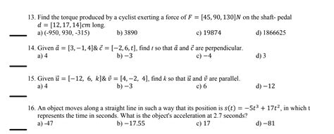 Solved 13 Find The Torque Produced By A Cyclist Exerting A Chegg