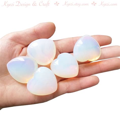 Opalite Puffy Natural Gemstone Heart Shaped Charm Pendant Etsy