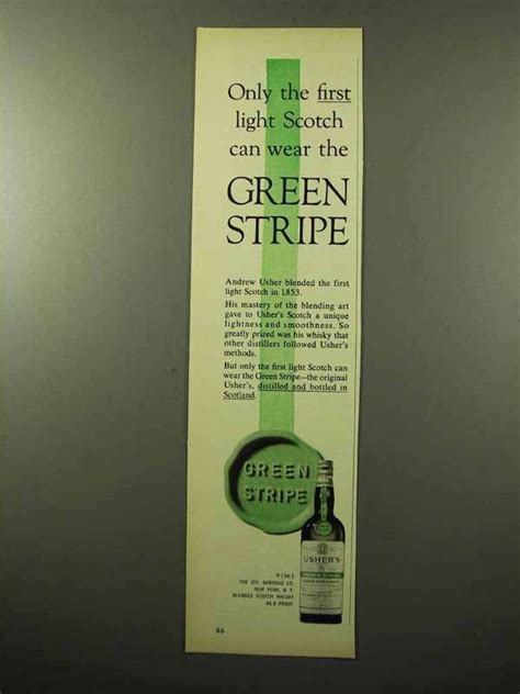 1964 Ushers Green Stripe Scotch Ad Only The First Can Wear Ebay