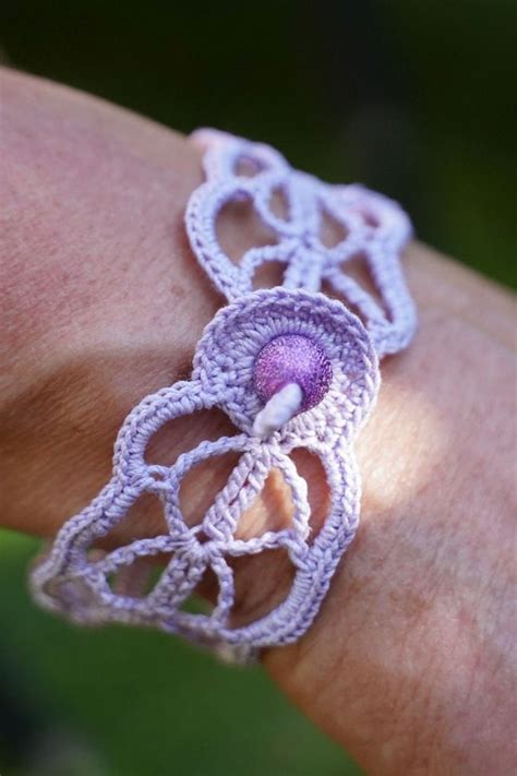 Crochet Anklet Bracelet Spain Light Lilac Etsy Canada Crochet