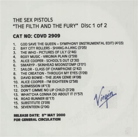 Sex Pistols The Filth And The Fury 2 X Cd 2 Cd Acetate Uk Promo Cd R Acetate Compilation