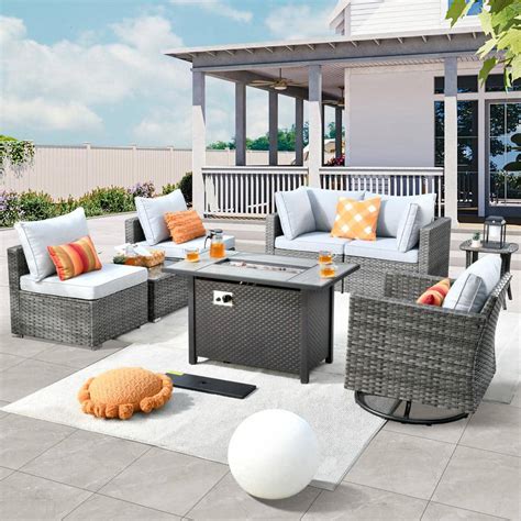 Weaxty W Daffodil H Gray Piece Wicker Patio Fire Pit Conversation