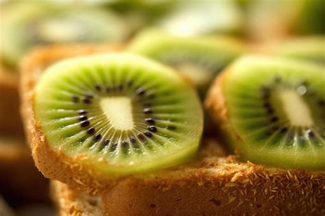 Premium AI Image Kiwifruit Toast Macro Shot Of A Fresh Breakfast With