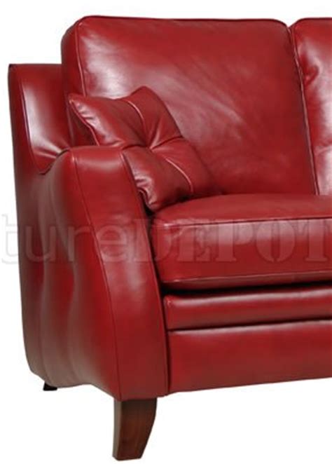 Red Full Italian Leather Contemporary Classic 3Pc Sofa Set