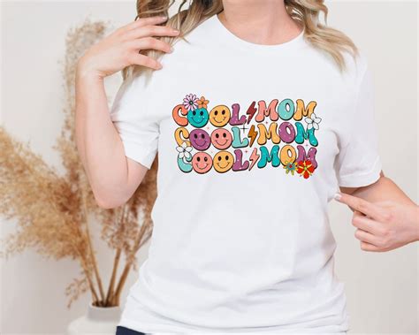 Cool Mom Club Smiley Face Emoji Shirt Trendy Word Art Tee Etsy