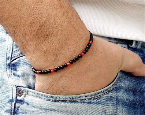 Men S Bracelets Black Onyx Matt Minimalist Jewelry Beaded Men Bracelet