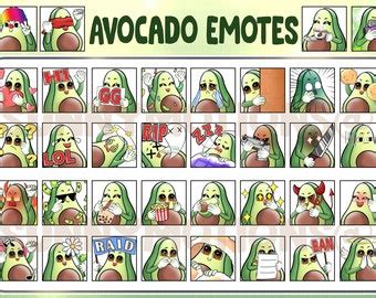 Cute Chibi Kawaii Avocado Twitch Discord Mixer Youtube Emotes Etsy