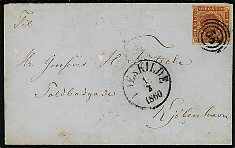 4 sk 1858 udg på brev annulleret med nr stempel 58 og