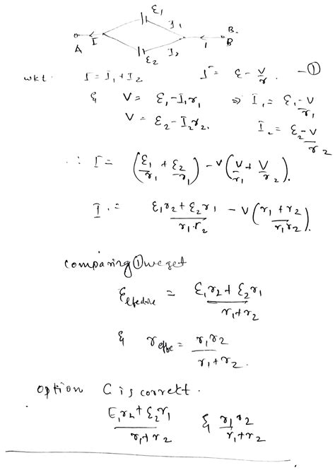 Two Cells Of Emf E1 And E2 And Internal Resistances R1 And R2 Are Connected In Parallel Then