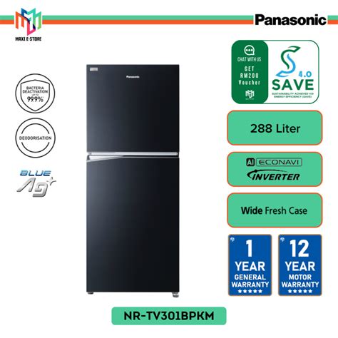 Panasonic NR TV301BPKM 2 Door Top Freezer Refrigerator 288L Inverter