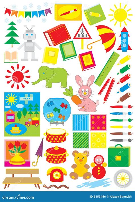 Simple Objects For Kindergarten Stock Vector Illustration Of Kiddish