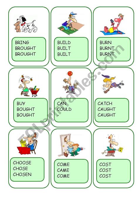 Irregular Verbs Card Game Part 2 Esl Worksheet By Ingela