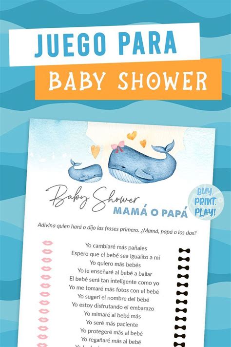 Juegos Baby Shower Para Niño Pack De Imprimibles De Ballena En Español