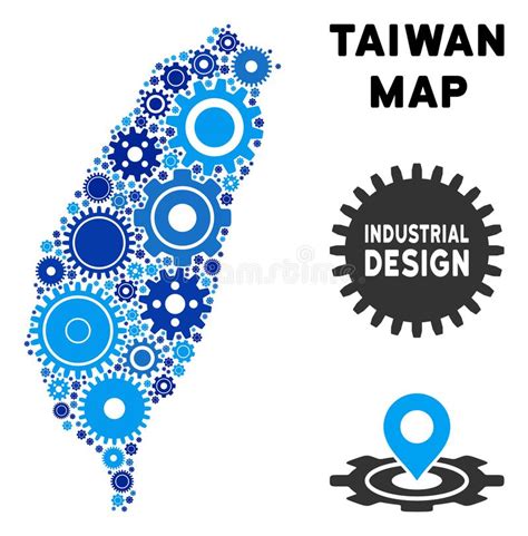 Mappa Dell Isola Di Taiwan Del Mosaico Degli Ingranaggi Illustrazione