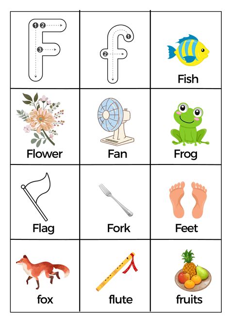 Free Letter F Pictures Worksheets Printable PDF