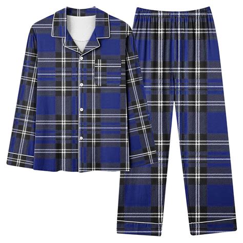 Posijego Womens Plaid Pajama Set Long Sleeve Nightwear Lounge Sets