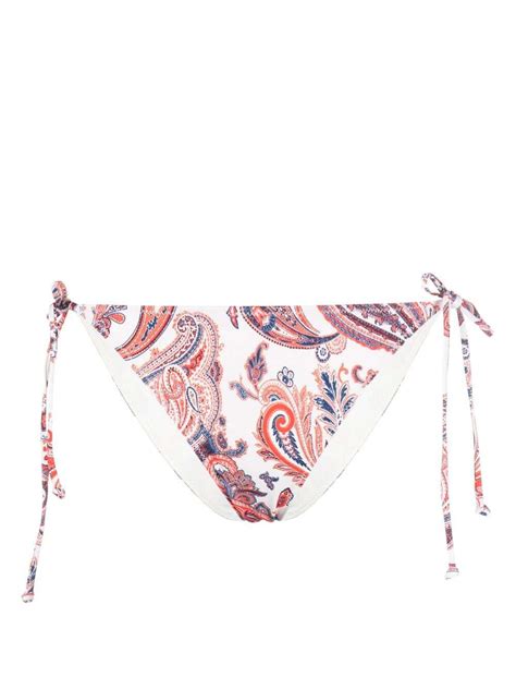 Mc Saint Barth Paisley Print Bikini Bottoms Neutrals Editorialist