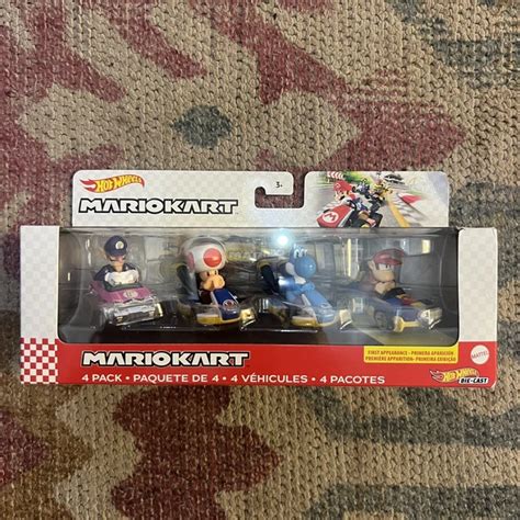 MARIO KART HOT Wheels Diddy Kong Mach 8 Veicolo Pressofuso Confezione Da 4 Waluigi EUR 35
