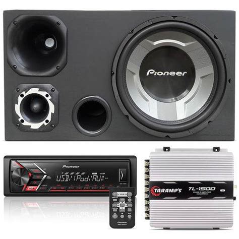 Tudo Sobre Caixa Trio Pioneer 350w Sub 12 Módulo Taramps Radio