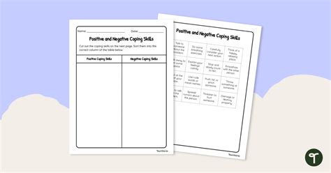 Positive And Negative Coping Skills Cut And Paste Worksheet Teach