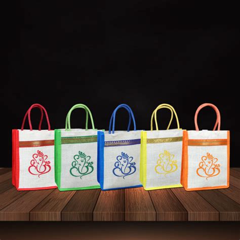 Ganesha Print Jute Bags Perfect For Indian Return Gifts Indiafancy