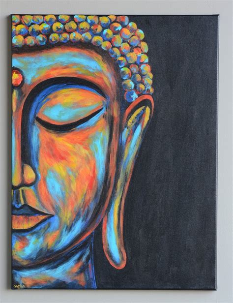 Buddha painting Original Buddha art Boho decor Buddha face | Etsy