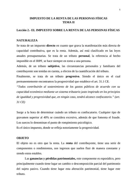 Tema Impuesto Sobre La Renta De Las Personas F Sicas Impuesto De