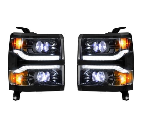 Morimoto Lf543 Gloss Black Projector Led Headlights For 2014 2015 Silverado 1500