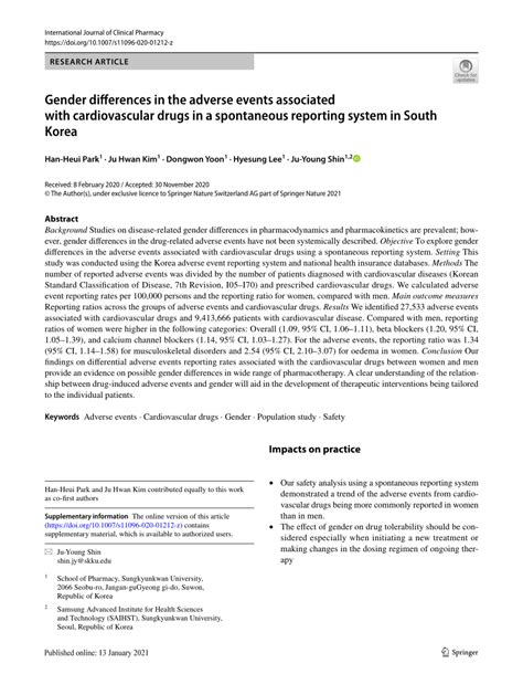 Pdf Gender Differences In The Adverse Events Associated With