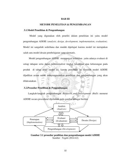 Bab Iii Metode Penelitian And Pengembangan Pengembangan Addie Analysis Design Development