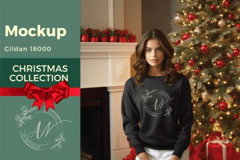 Black Gildan Sweatshirt Mockup Christmas Graphic By AestheticByNathalie