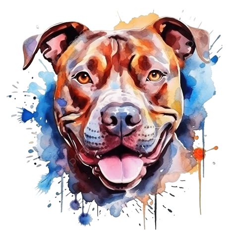 Watercolor Pitbull Dog Pitbull Dog Watercolor Png Transparent Image