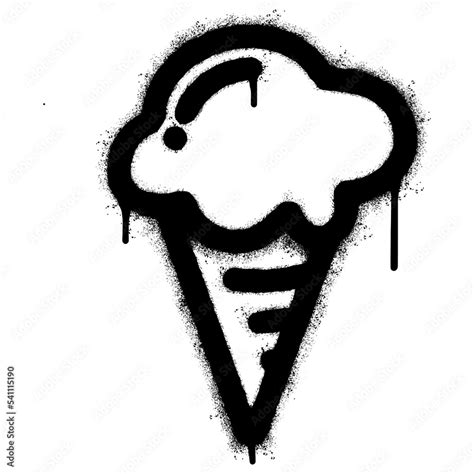 Spray Painted Graffiti Ice Cream Con Icon Sprayed Isolated With A White