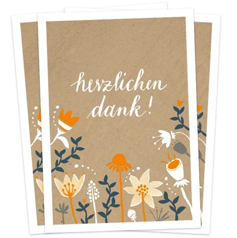 Originelle Dankeskarten Aus Recyclingpapier Mit Fr Hlichen Blumen