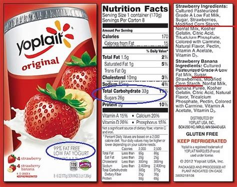 Yoplait Light Strawberry Banana Nutrition Facts | Shelly Lighting