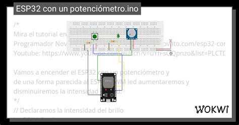 Protoboard ESP32 con un potenciómetro ino Wokwi ESP32 STM32 Arduino