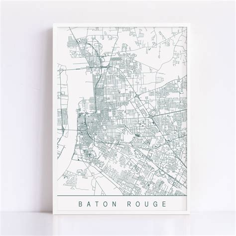 BATON ROUGE LOUISIANA Map Customizable City Map, High Quality Giclee ...